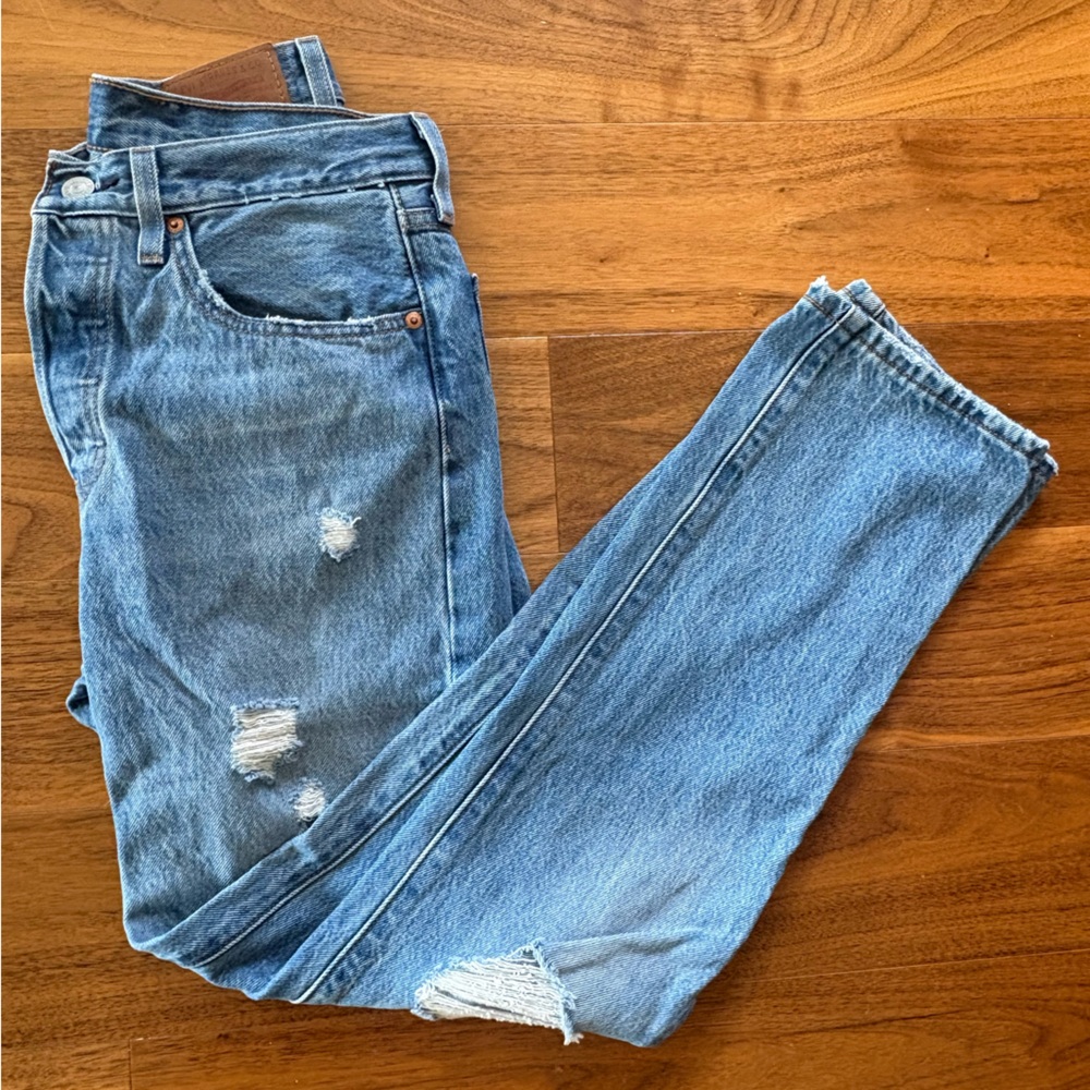 Distressed Blue Jeans